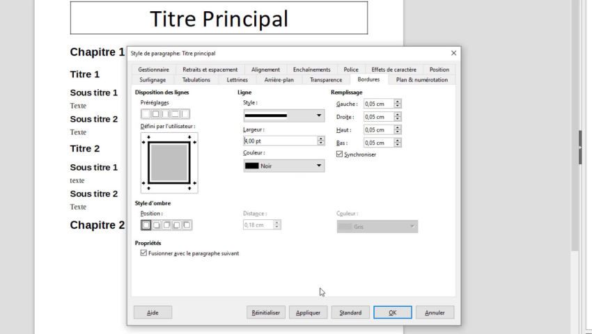 LibreOffice Créer styles titres Writer Éducation Physique Sportive